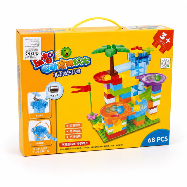 68-Piece Motorized Marble Run Building Blocks Set