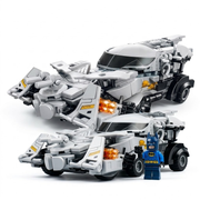 White Batmobile Building Blocks Vehicle with Figure
