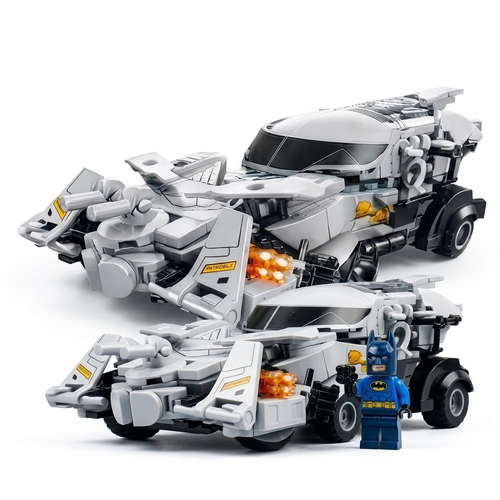 White Batmobile Building Blocks Vehicle with Figure — alternate view