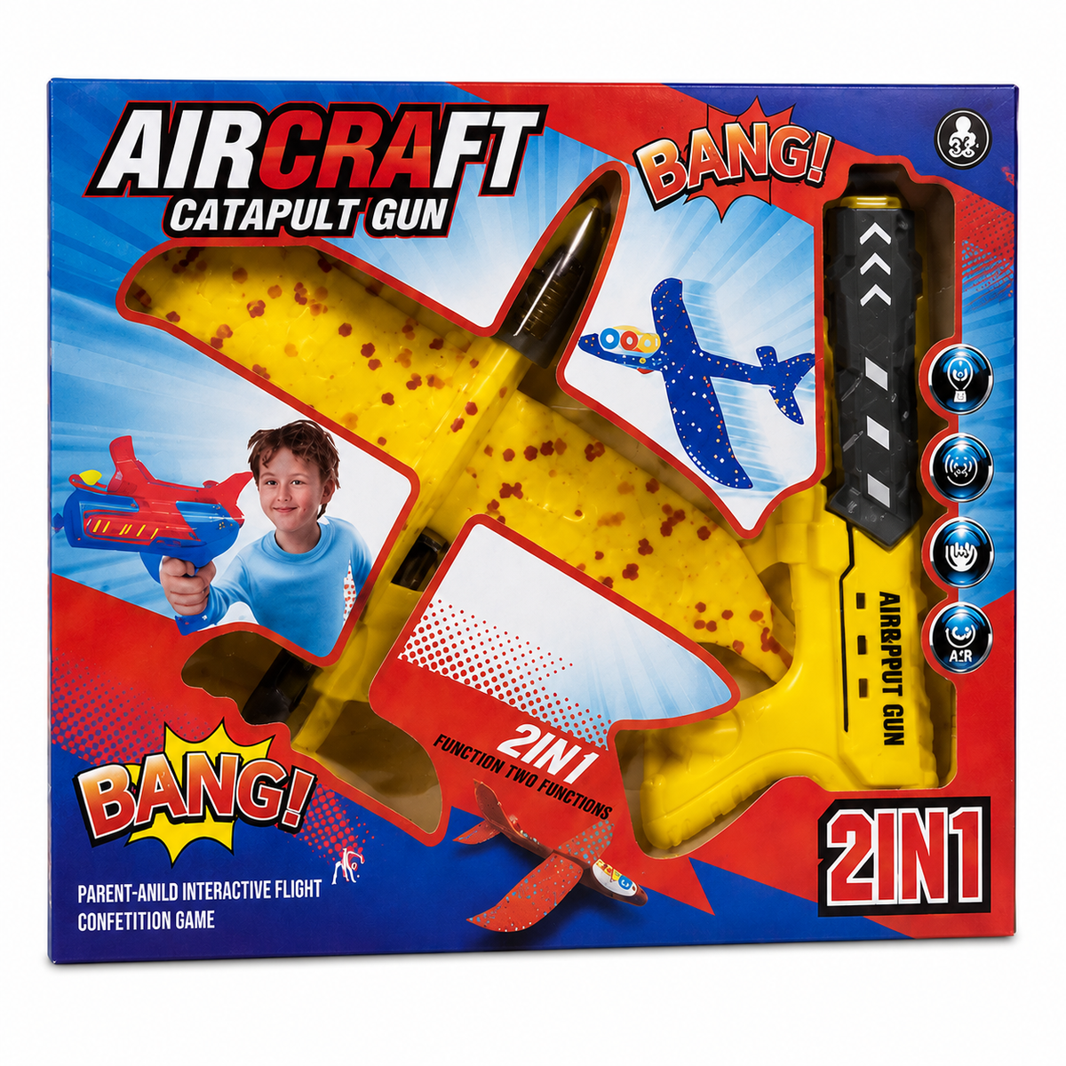 2-in-1 Aircraft Catapult Gun with Foam Glider Plane