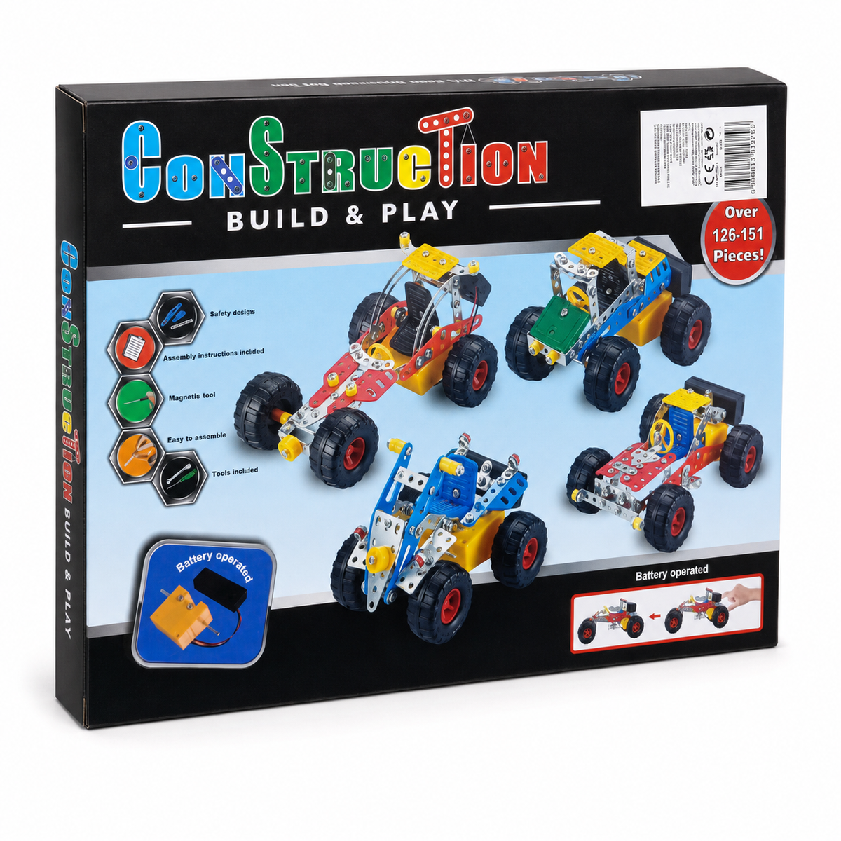 Construction Build & Play Metal Engineering Set – 126+ Pieces