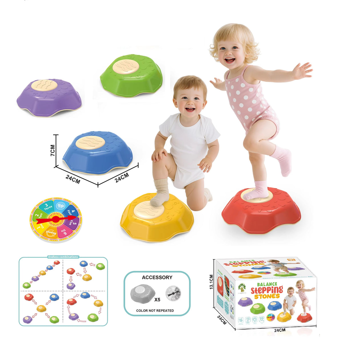 Balanced Stepping Turtle Toy with Non-Slip Stepping Stones