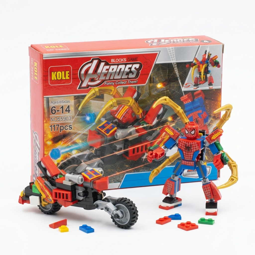 KOLE Heroes Avengers Building Blocks Set – Spider Attack Vehicle 2-in-1 (117pcs)