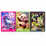 Triple Puzzle Party – Unicorn, Panda & Lime | 3 × 300 Pieces
