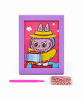 Labubu The Monsters Banana Hat Rhinestone Picture Art Kit with Purple Frame