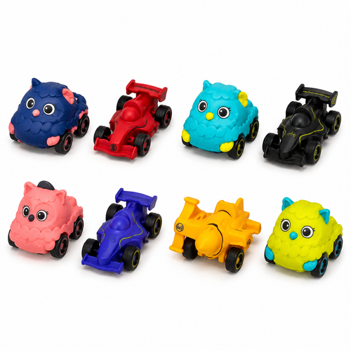 Press it to Slide Series - Owl Race Car Set (8 Pieces) — alternate view