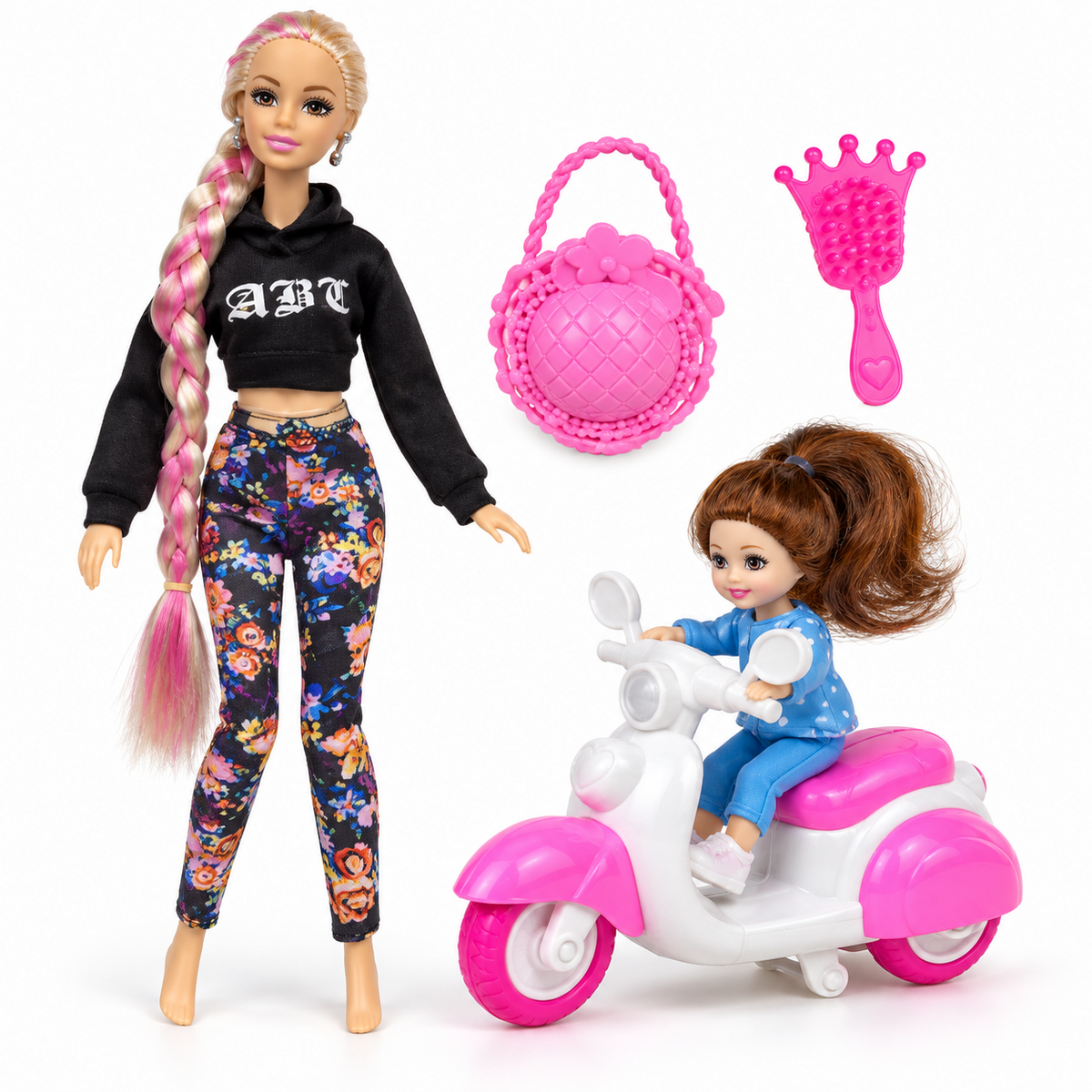 Beigirl Mother & Daughter Scooter Set - Floral Trousers out of box