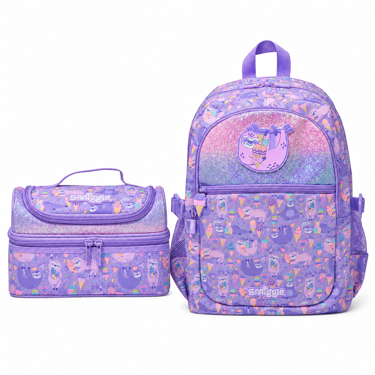 Original Smiggle Sloth Backpack & Lunch Box Set – 2 Pieces, Size 18