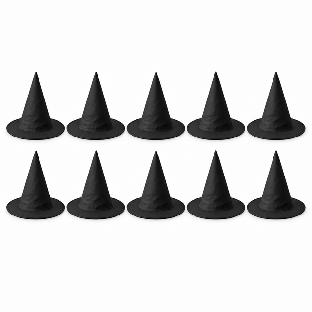 Classic Black Witch Hats - Party Pack of 10