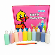 CHENYU Sand Painting Kit contents with colored sand bottles