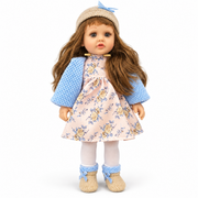 Cufan Floral Dress Doll with Blue Cardigan