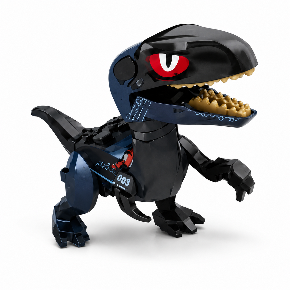 Black dinosaur building blocks figure