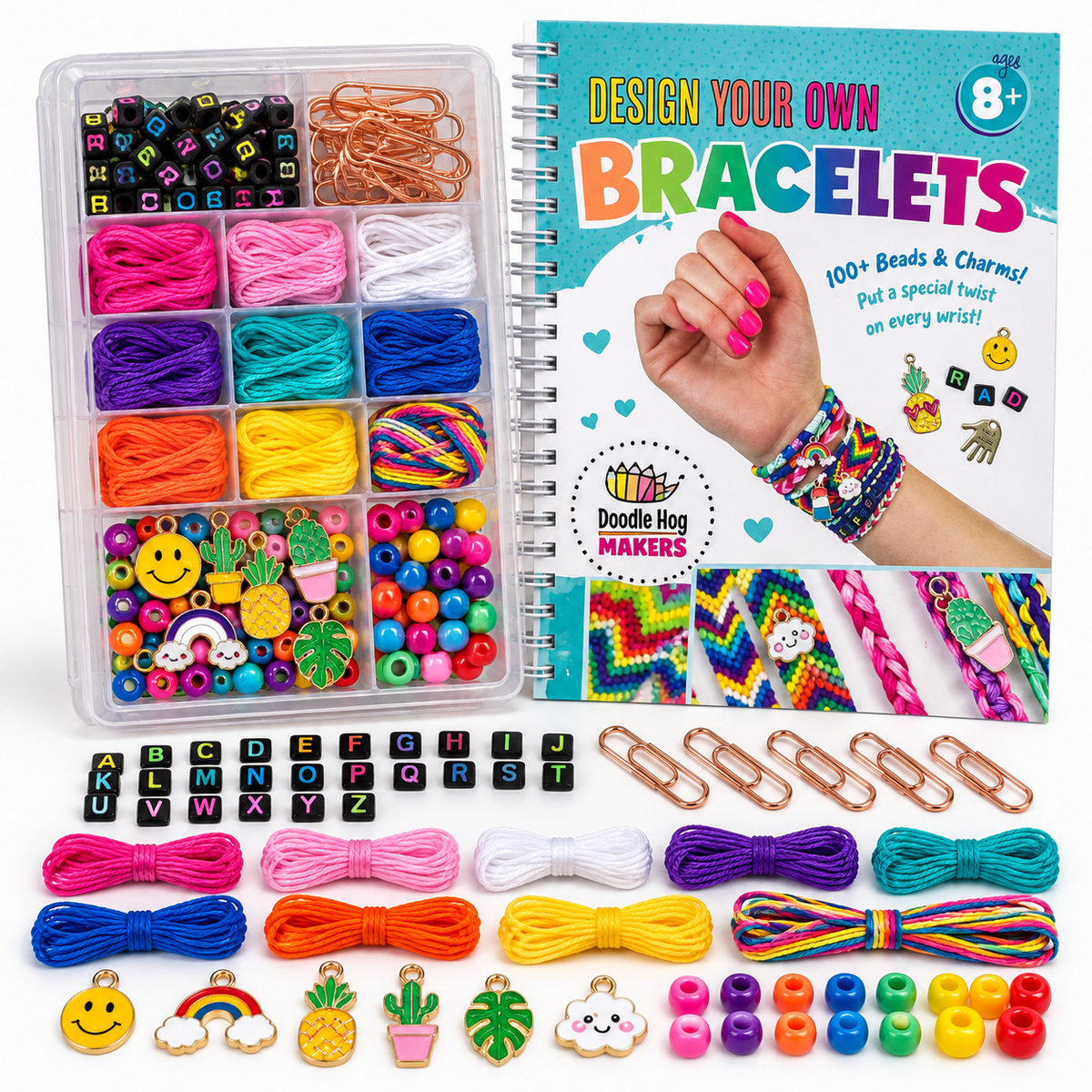 Doodle Hog bracelet-making cords, beads and charms