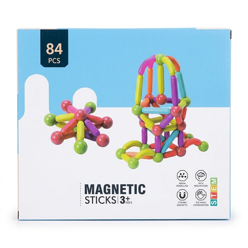 Magnetic Building Sticks & Balls – 84 Pieces