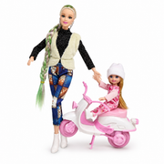 Fashion Doll & Baby Motorcycle Playset with Hair Accessories