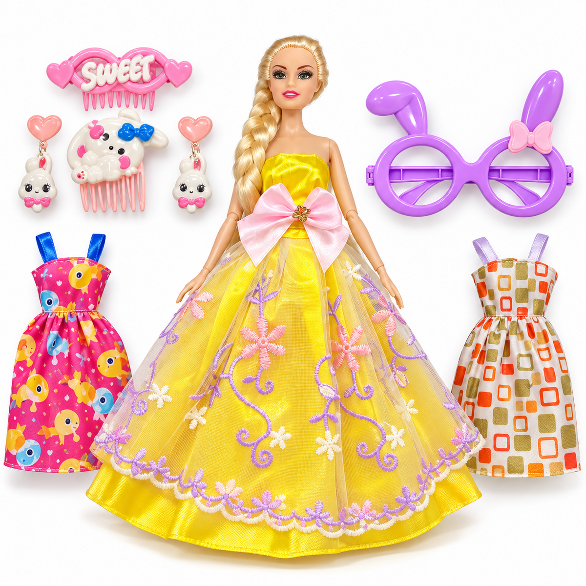 FashionS Girl Yellow Gown Doll Gift Set out of box