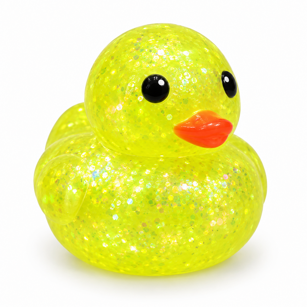 Neon yellow glitter duck squishy