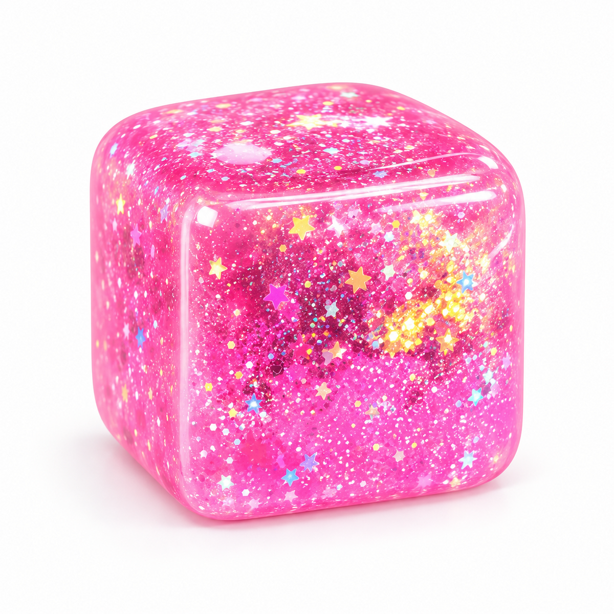Pink Glitter Squishy Cube