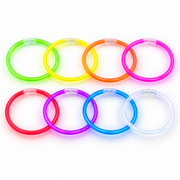 Multicolor glowing bracelets made from glow sticks