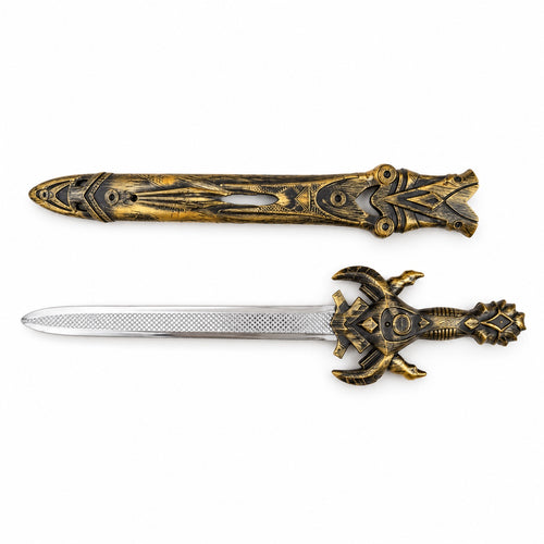 Ornate Gold Fantasy Costume Sword with Sheath