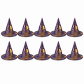 Purple Witch Hats with Gold Spiderwebs - Party Pack of 10