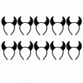 Black Plush Devil Horn Headbands - Party Pack of 10