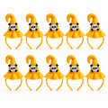 Yellow Skull Mini Witch Hat Headbands - Party Pack of 10