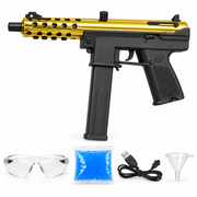 Gold HD732B toy blaster with goggles, USB cable, beads and funnel