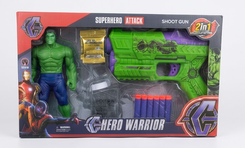 Hero Warrior Green Superhero Figure and Blaster Set