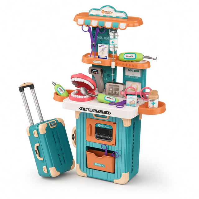 Kids Dental Care Doctor Playset with Rolling Case