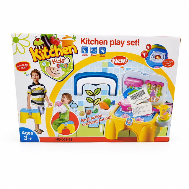 2-in-1 Kids Kitchen Play Set & Chair with Lights and Sounds