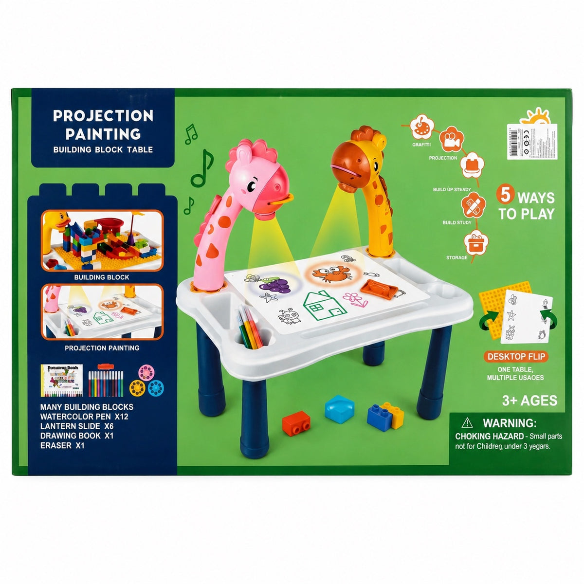 Projection painting and building block activity table packaging