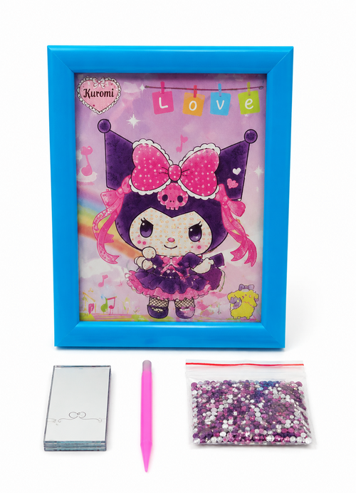 Kuromi Love Rhinestone Picture Art Kit with Blue Frame