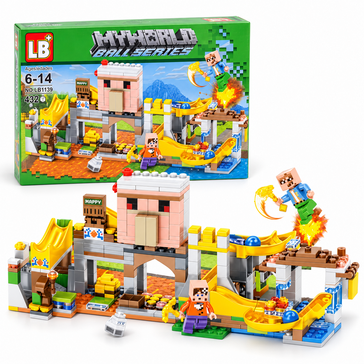 LB MyWorld Ball Series LB1139 playground building blocks set with box – 432 pieces, ages 6–14