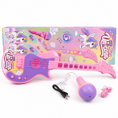 Magical Rock Toy Guitar and Microphone Set – Pink