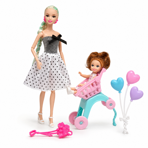 Mother & Daughter Doll Stroller Playset