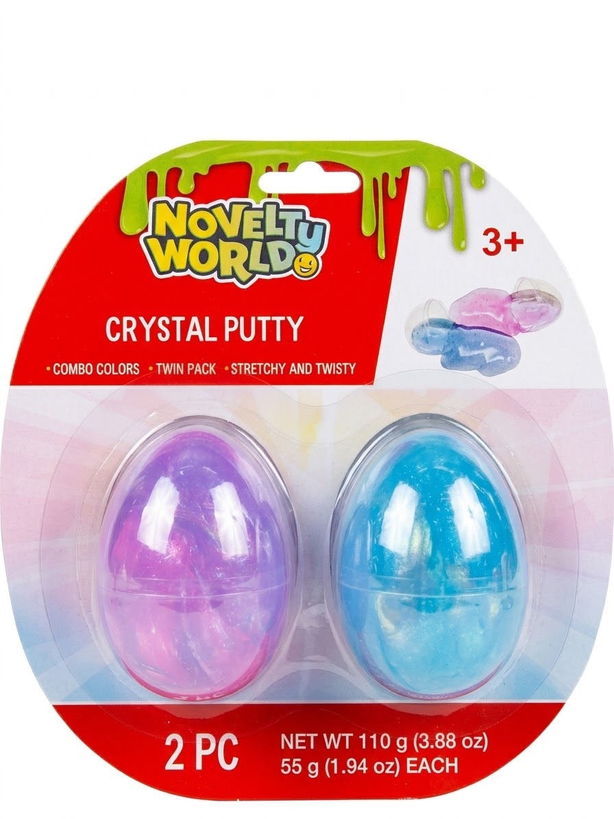 Novelty World Crystal Putty twin pack with purple and blue putty eggs