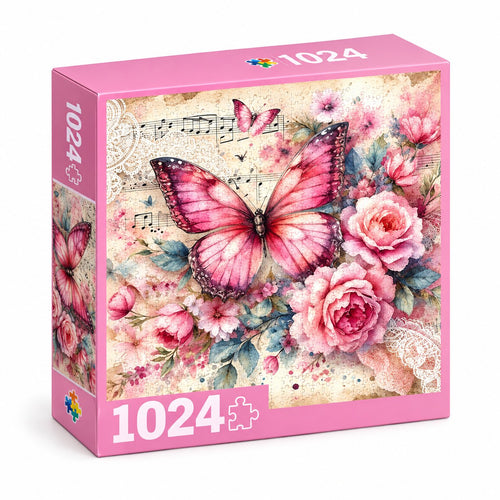 Pink Butterfly and Roses Jigsaw Puzzle – 1024 Pieces