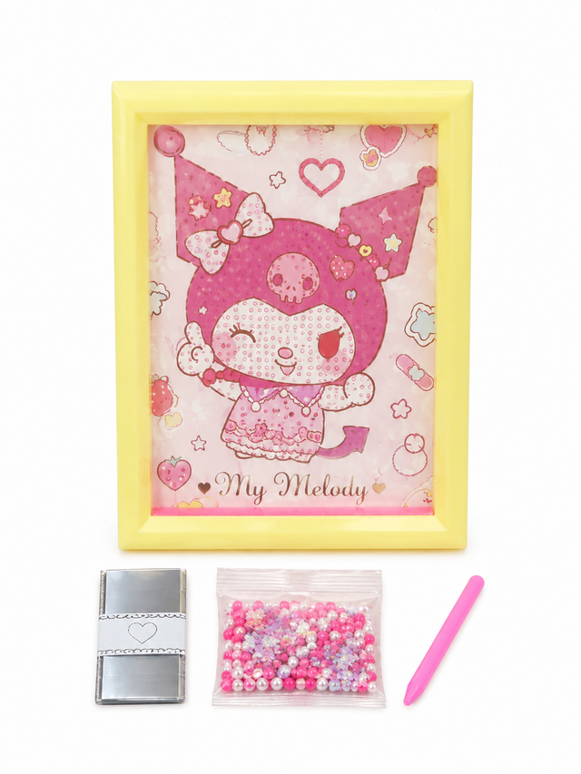 Pink Cartoon Character Rhinestone Picture Art Kit with Yellow Frame