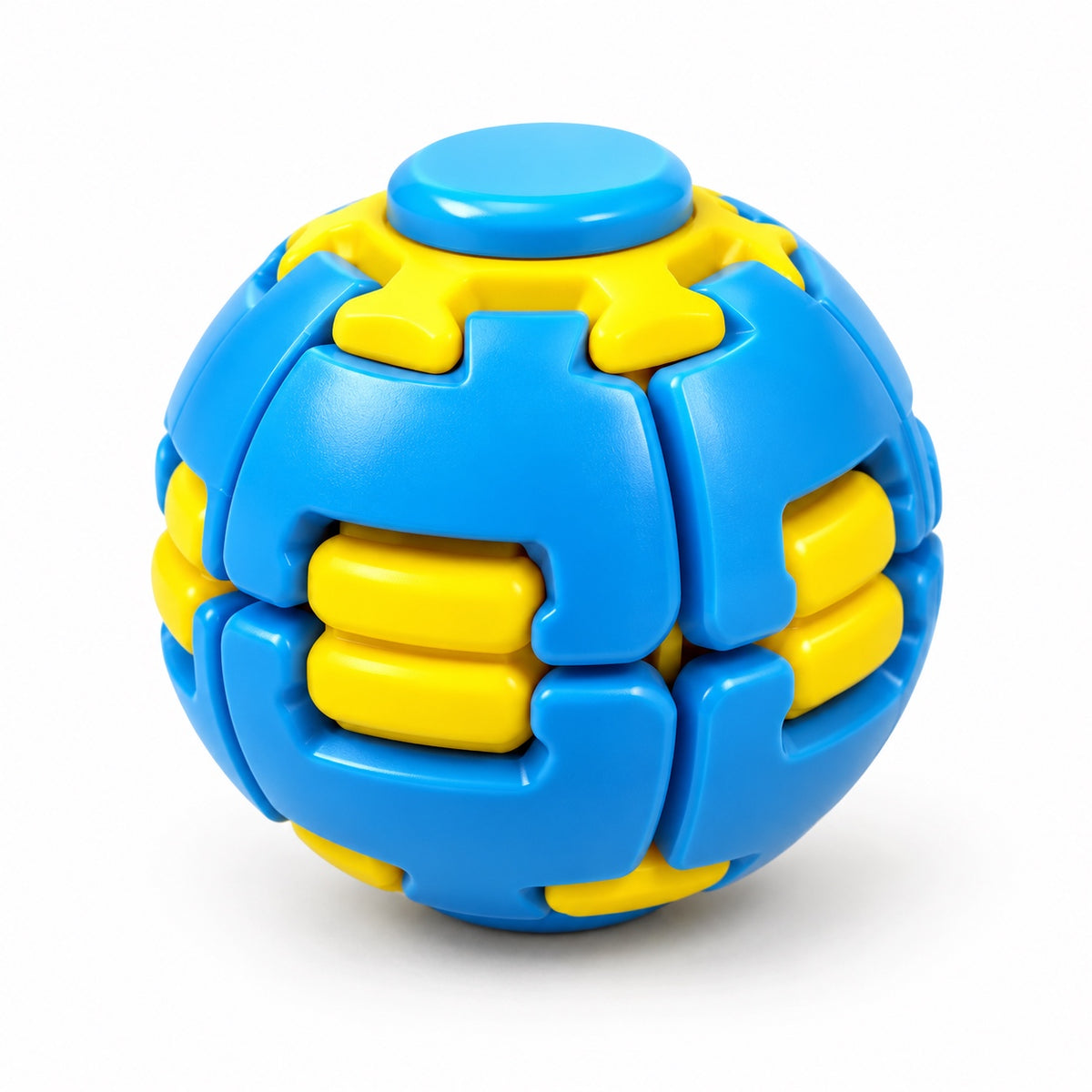 Blue and Yellow Press and Spin Fidget Ball