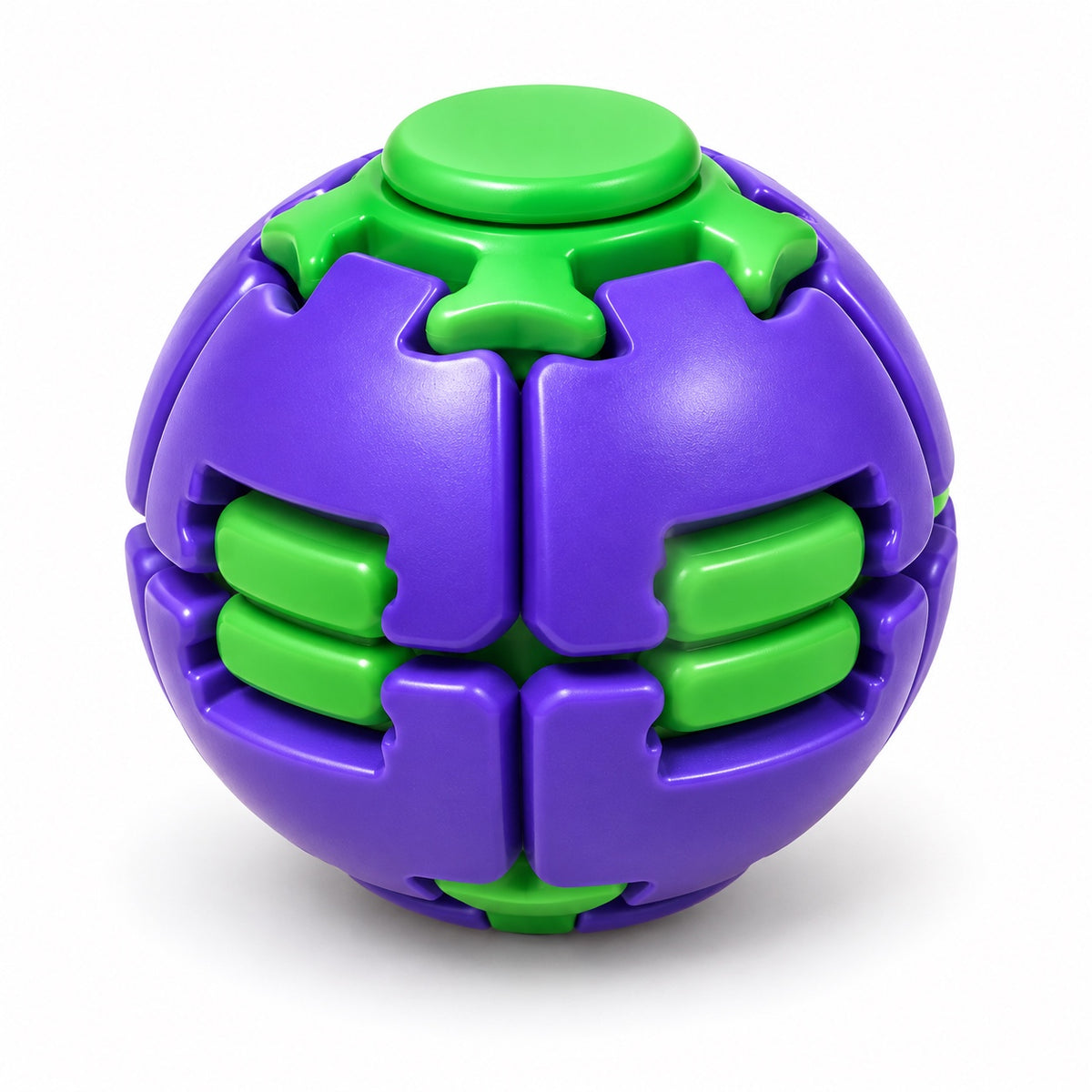 Purple and Green Press and Spin Fidget Ball