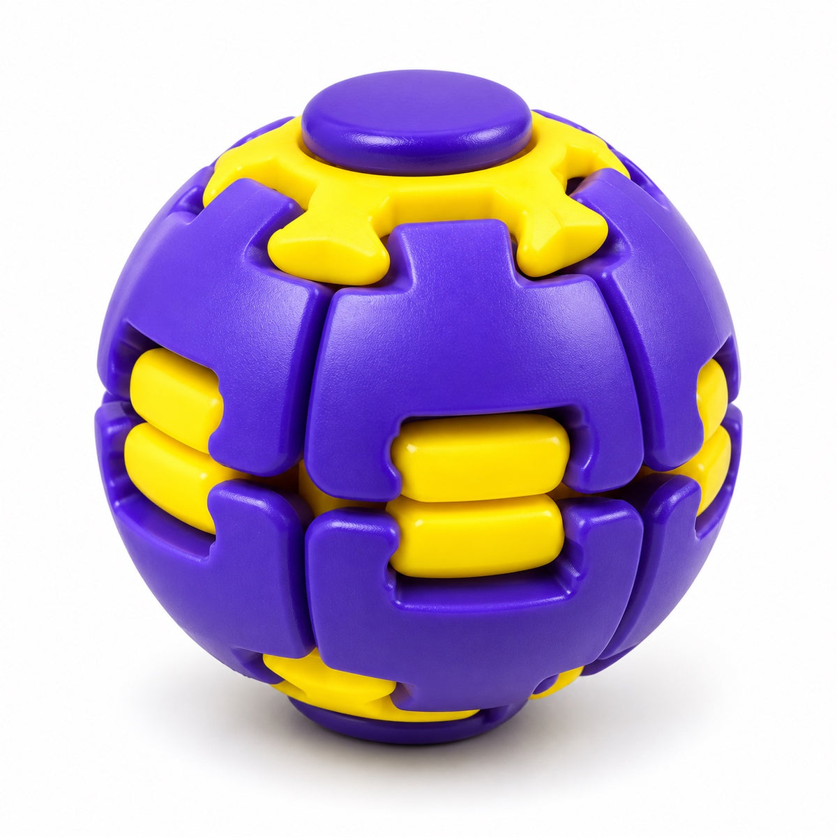 Purple and Yellow Press and Spin Fidget Ball