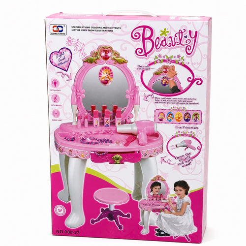 Princess Beauty Vanity Table Playset with Mirror & Stool
