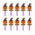 Pumpkin Witch Hat Halloween Garden Stakes - Party Pack of 10
