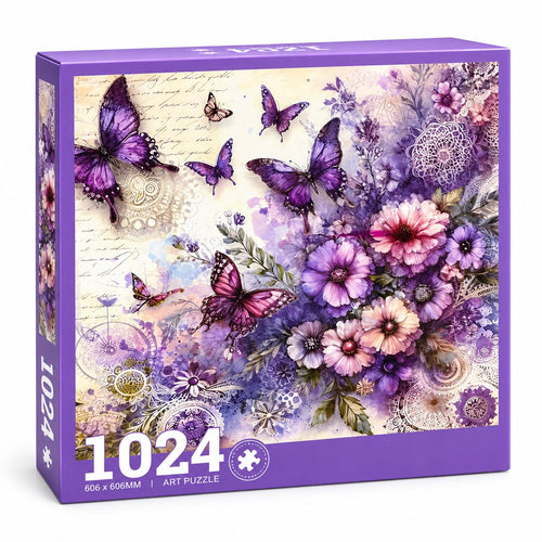 Purple Butterflies and Flowers Jigsaw Puzzle – 1024 Pieces