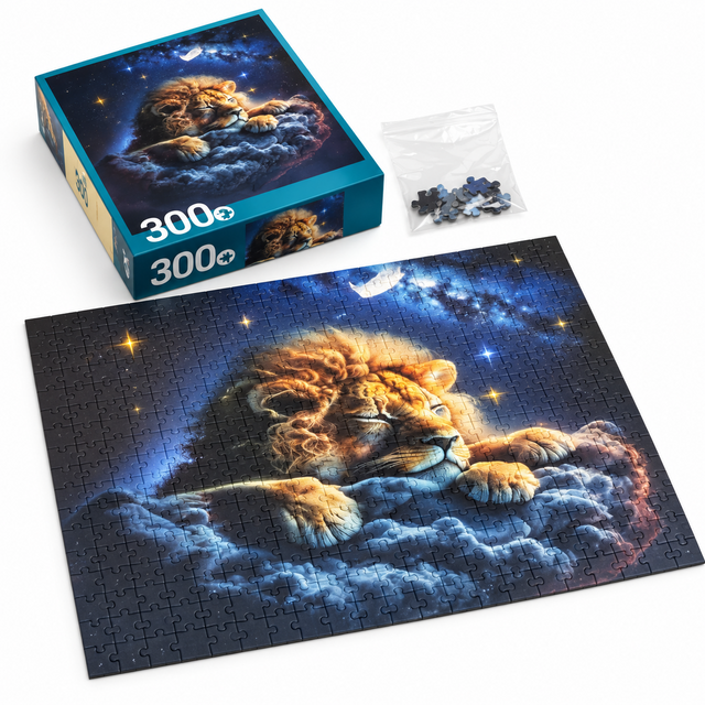 Lion in Cosmic Clouds Jigsaw Puzzle – 300 Pieces