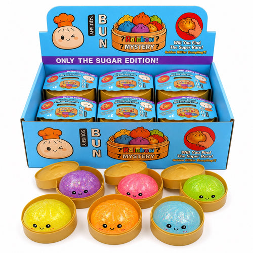 Dumpling Squishy – Rainbow Mystery Bun Glitter, Random Color
