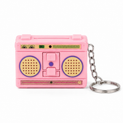 Pink retro radio voice recorder keychain