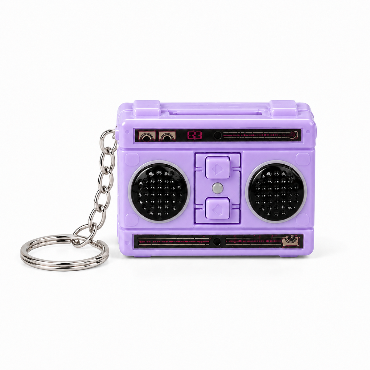 Purple retro radio voice recorder keychain