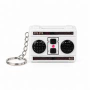 White retro radio voice recorder keychain